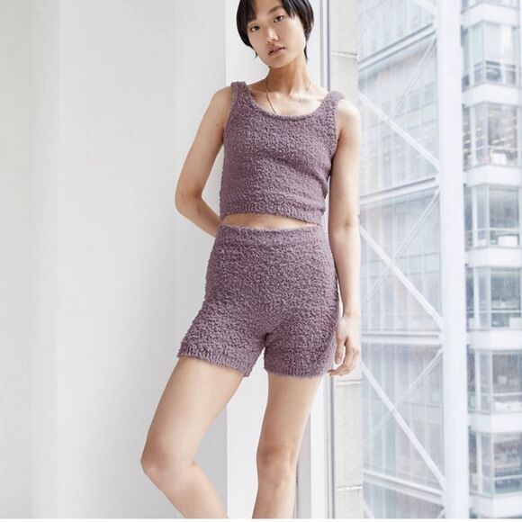 Aritzia The Group Babaton Retrea Fuzzy Lounge Short Purple- Size Small - Picture 2 of 11